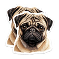 (2 Pack) Pug Dog Magnets - Cute Pet Owner Decor - Animal Lover Refrigerator Magnet - 5 Inches On Longest Side - Thick Durable Magnet - Made in USA - MAG30351