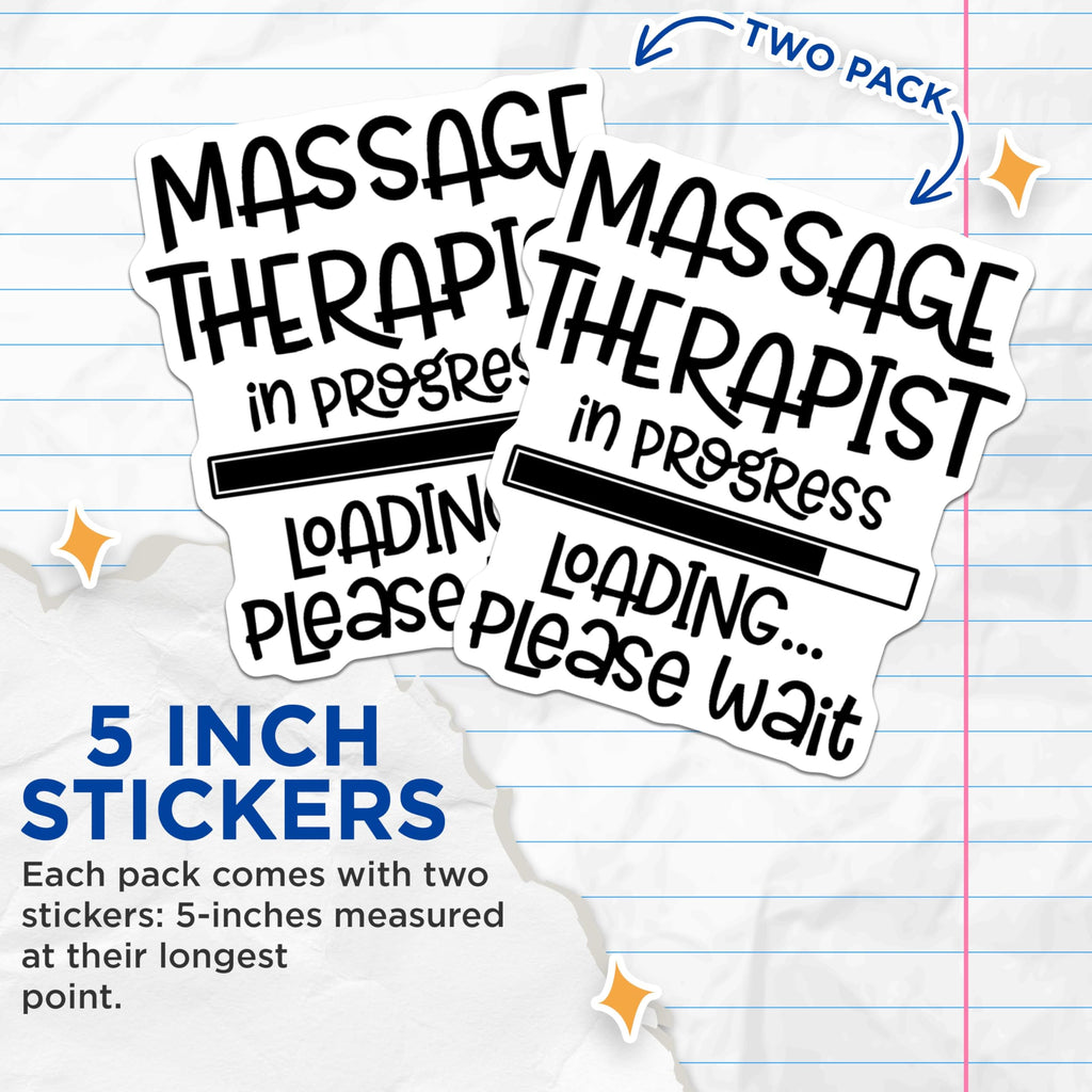 (2 Pack) Massage Therapist Stickers - Occupational Therapy Stickers - Healthcare Worker Appreciation - 5" On Longest Side - Sticks to Smooth Flat Surfaces - Made in USA - BMCS5163
