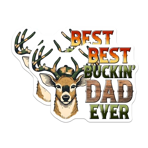 (2 Pack) Best Buckin' Dad Ever Stickers - Outdoor Theme - Hunting Decal - 5" On Longest Side - Sticks to Smooth Flat Surfaces - Made in USA - BMCS7481