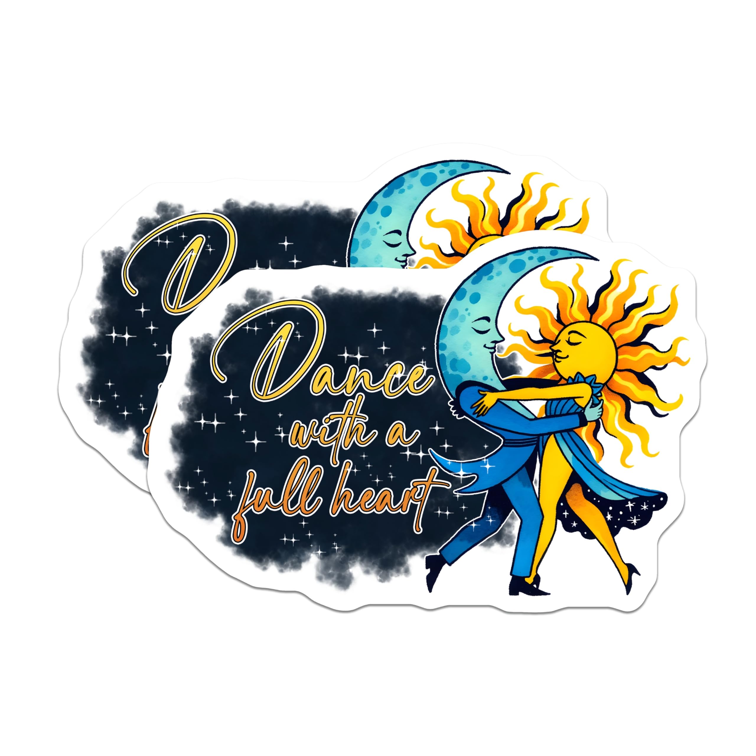 (2 Pack) Celestial Dance Magnets - Sun and Moon - Dance with a Full Heart Decor - 5" On Longest Side - Premium Magnet - for Cars, Refrigerators, Toolboxes, Lockers - Made in USA - MAG15985