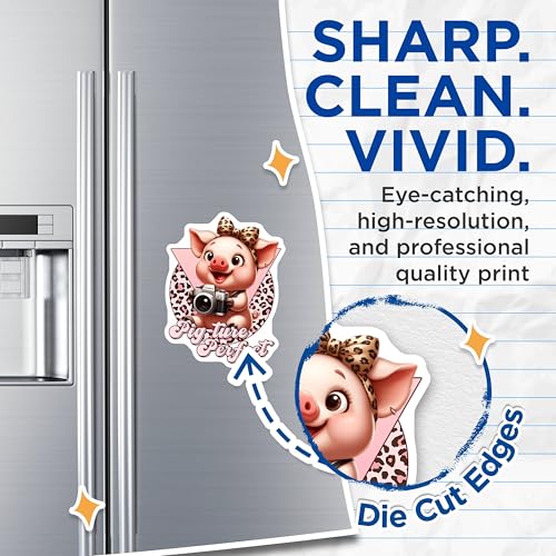 (2 Pack) Cute Pig Cartoon Camera Magnets - 5" On Longest Side - for Cars, Fridges, Toolboxes - Made in USA - MAG7930