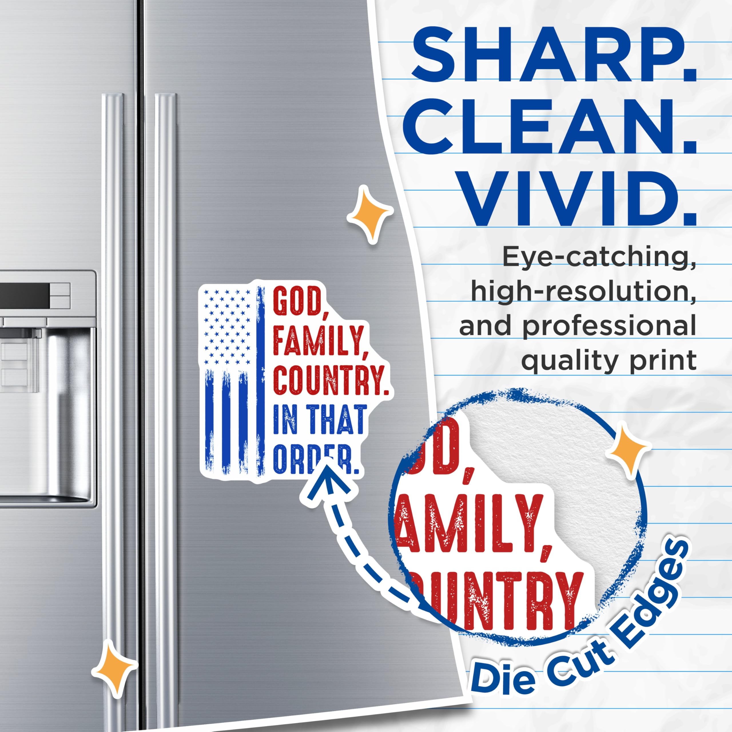 (2 Pack) God Family Country Magnets - Patriotic American Flag - Conservative Values Statement - 5 Inches On Longest Side - Thick Durable Magnet - Made in USA - MAG30143