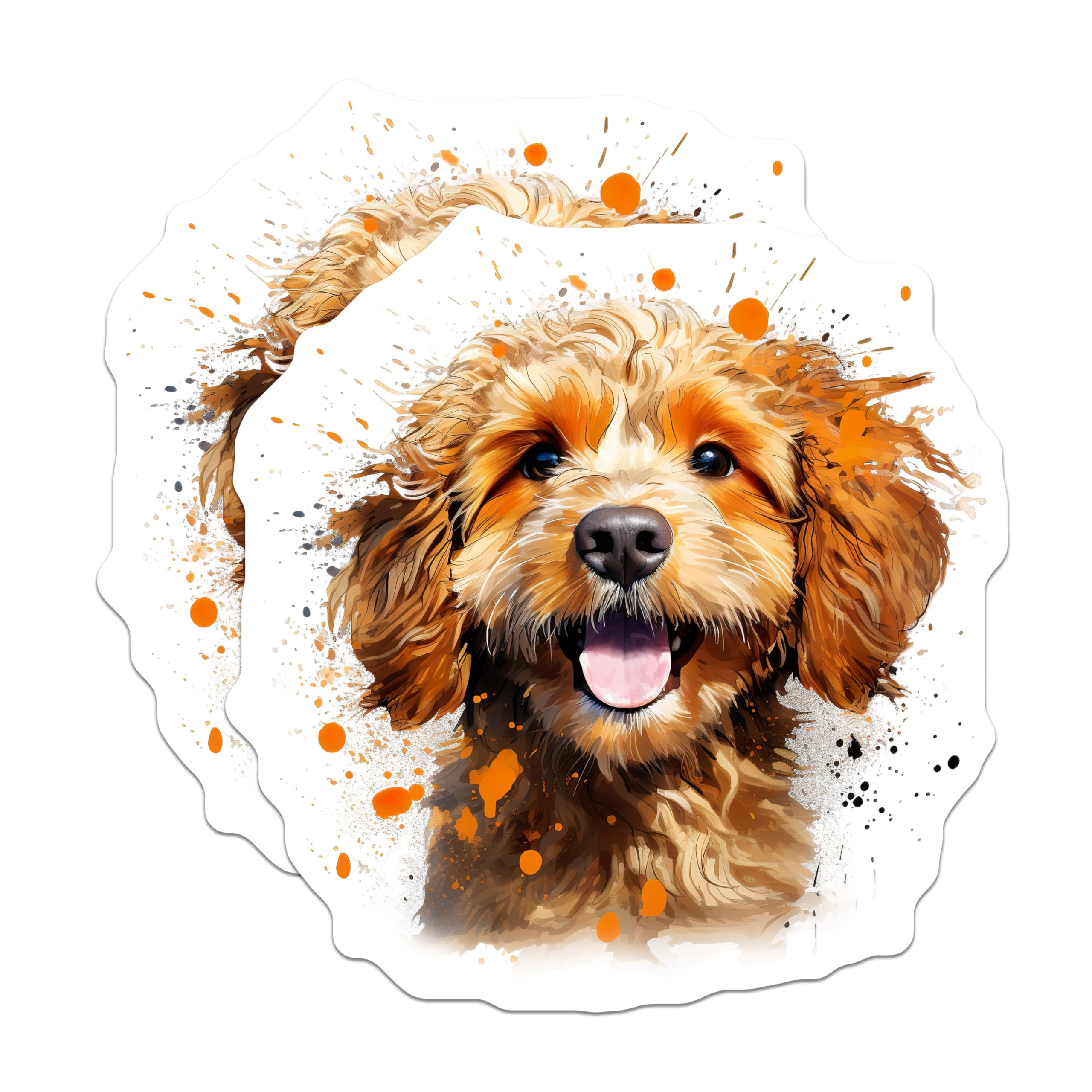 (2 Pack) Goldendoodle Puppy Magnets - Happy Dog Art - Cute Pet Home Accents - 5 Inches On Longest Side - Thick Durable Magnet - Made in USA - MAG30951