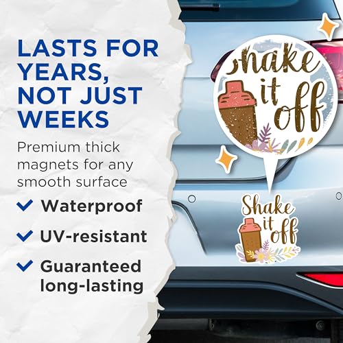(2 Pack) Shake It Off Magnets - Inspirational Quote Magnets - Motivational Home Decor Magnets- 5" On Longest Side - for Fridges, Toolboxes, Cars - Made in USA - MAG3035