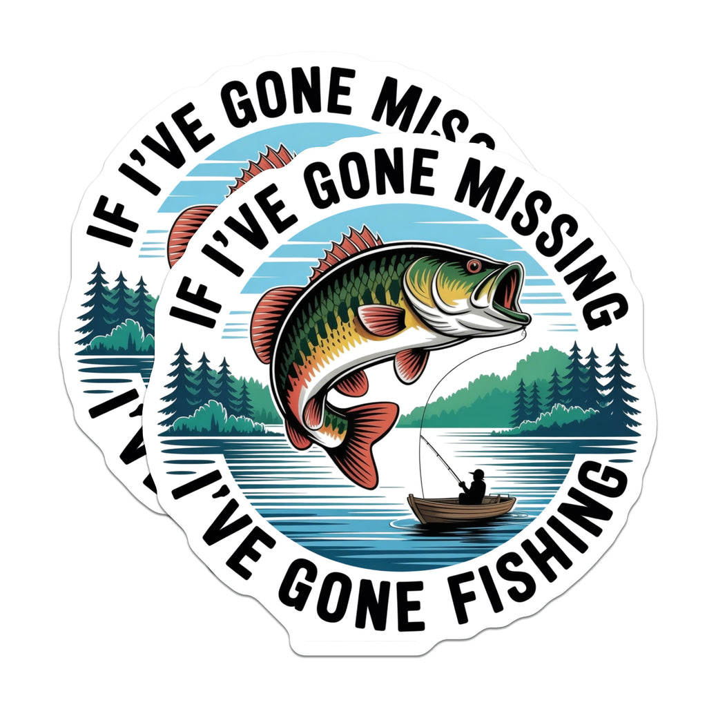 (2 Pack) Funny Fishing Magnets - Gone Fishing Fisherman Decor - Bass Lake House Refrigerator Novelty for Dad - 5 Inches On Longest Side - Thick Durable Magnet - Made in USA - MAG37221