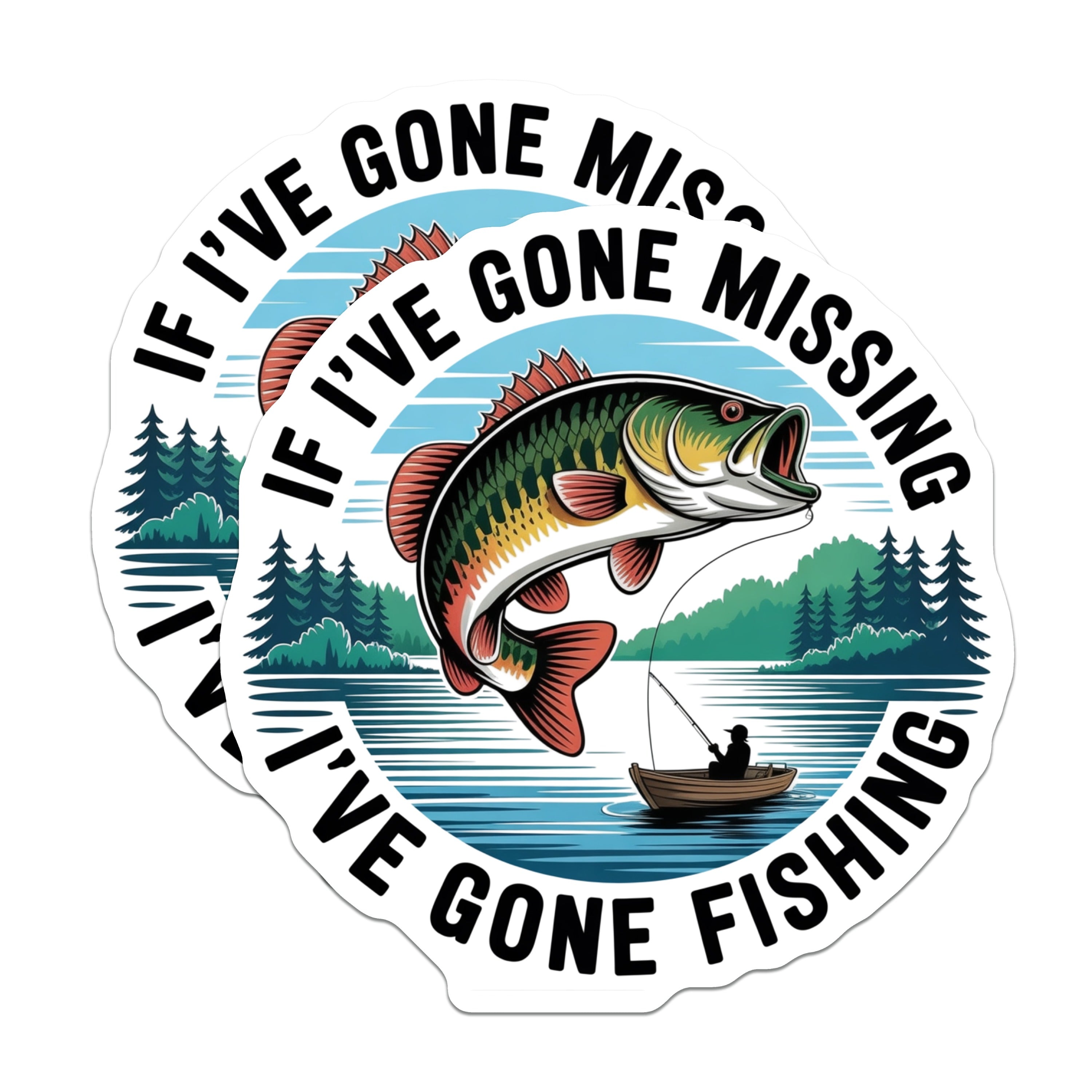 (2 Pack) Funny Fishing Magnets - Gone Fishing Fisherman Decor - Bass Lake House Refrigerator Novelty for Dad - 5 Inches On Longest Side - Thick Durable Magnet - Made in USA - MAG37221