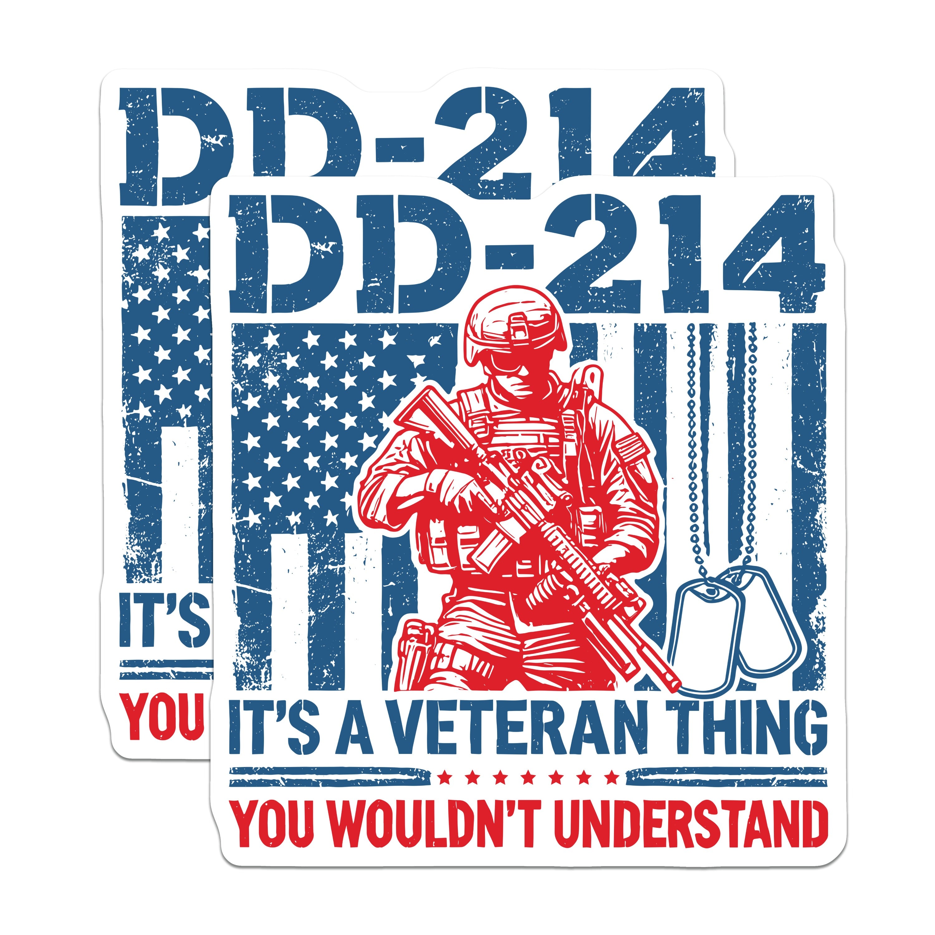 (2 Pack) DD-214 Veteran Magnets - Military Service Member - Patriotic American Flag Art - 5 Inches On Longest Side - Thick Durable Magnet - Made in USA - MAG36093