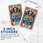 (2 Pack) The Hero Dad Stickers - Skeleton Dad Artwork - Father's Day Dad Stickers - 5" On Longest Side - Sticks to Smooth Flat Surfaces - Made in USA - BMCS5431