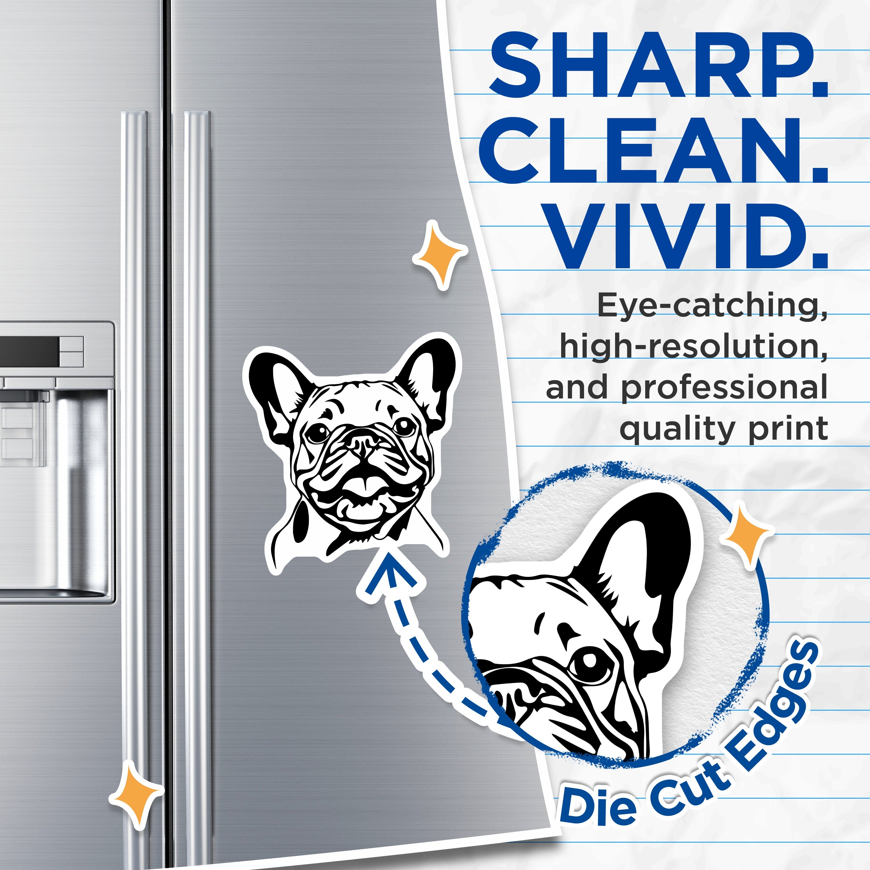 (2 Pack) French Bulldog Magnets - Frenchie Dog Lover Decor - Pet Owner Refrigerator Art for Dog Moms Dads - 5 Inches On Longest Side - Thick Durable Magnet - Made in USA - MAG36565