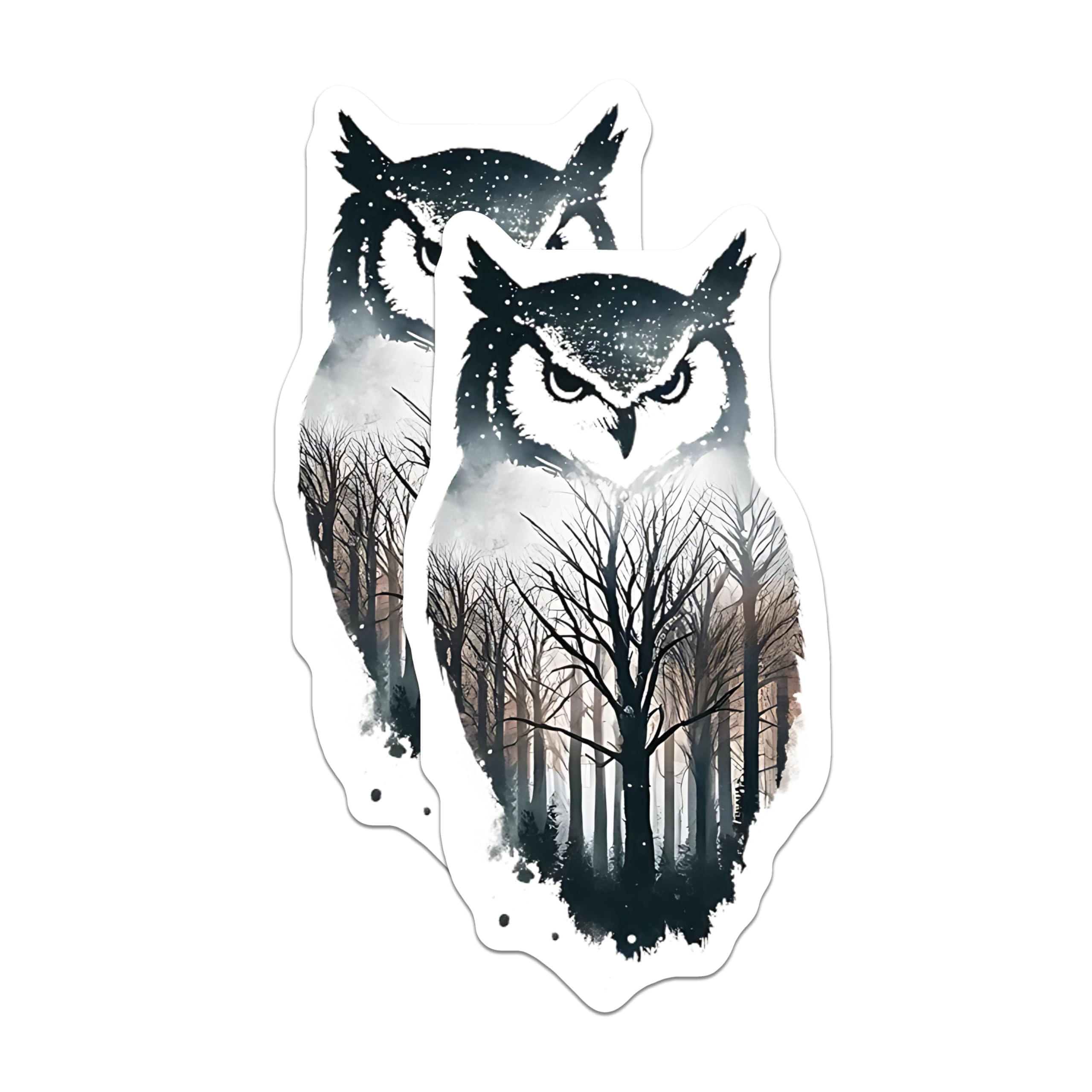(2 Pack) Owl Forest Scene Magnets - Nature Art Magnets - Fridge Decor Magnets - 5" On Longest Side - Premium Magnet - for Cars, Refrigerators, Toolboxes, Lockers - Made in USA - MAG15594