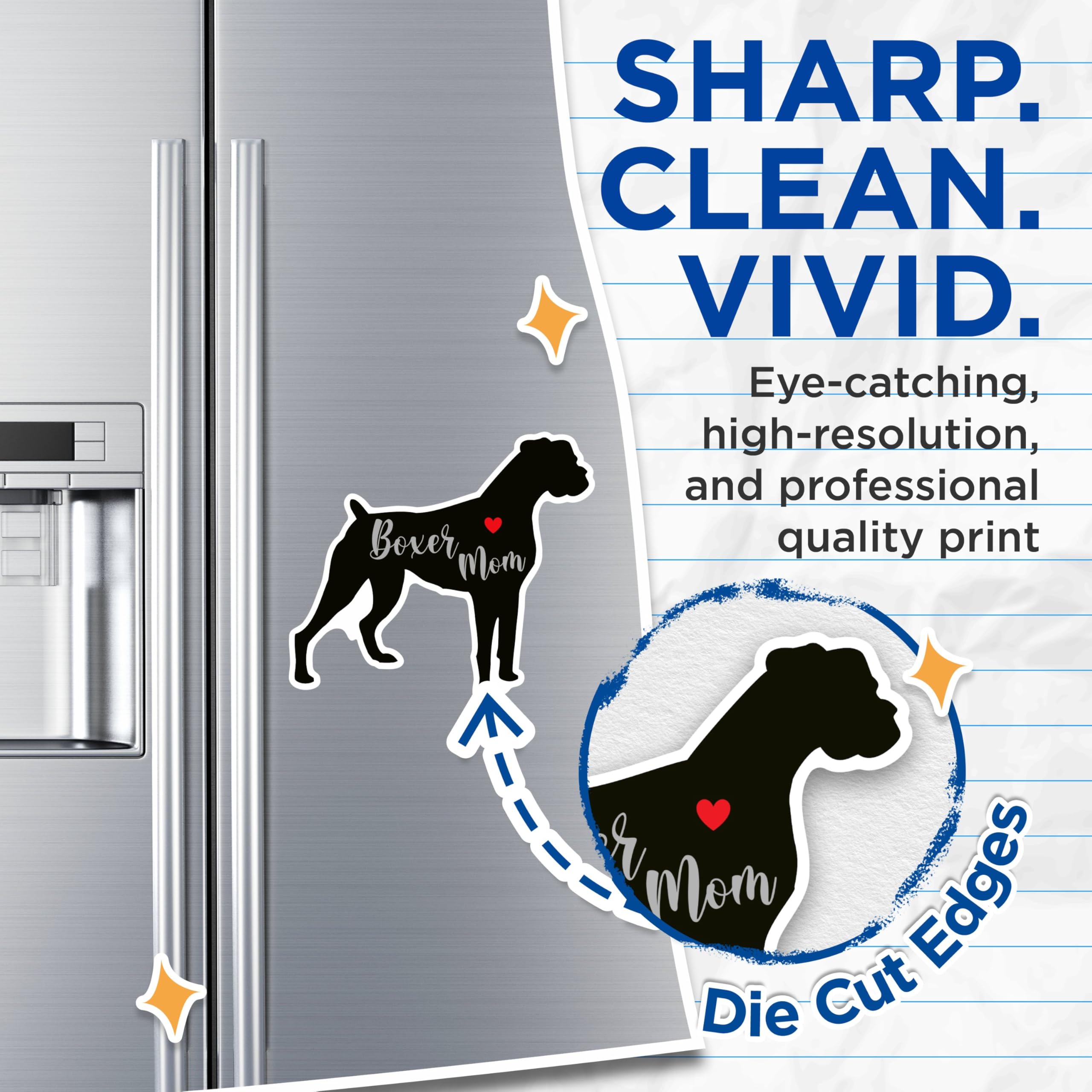 (2 Packs) Boxer Mom Magnets - Boxer Dog Breed Cute Magnets - 5 Inches On Longest Side - Premium Magnet - for Fridges, Toolboxes, Cars - Made in USA - MAG2445