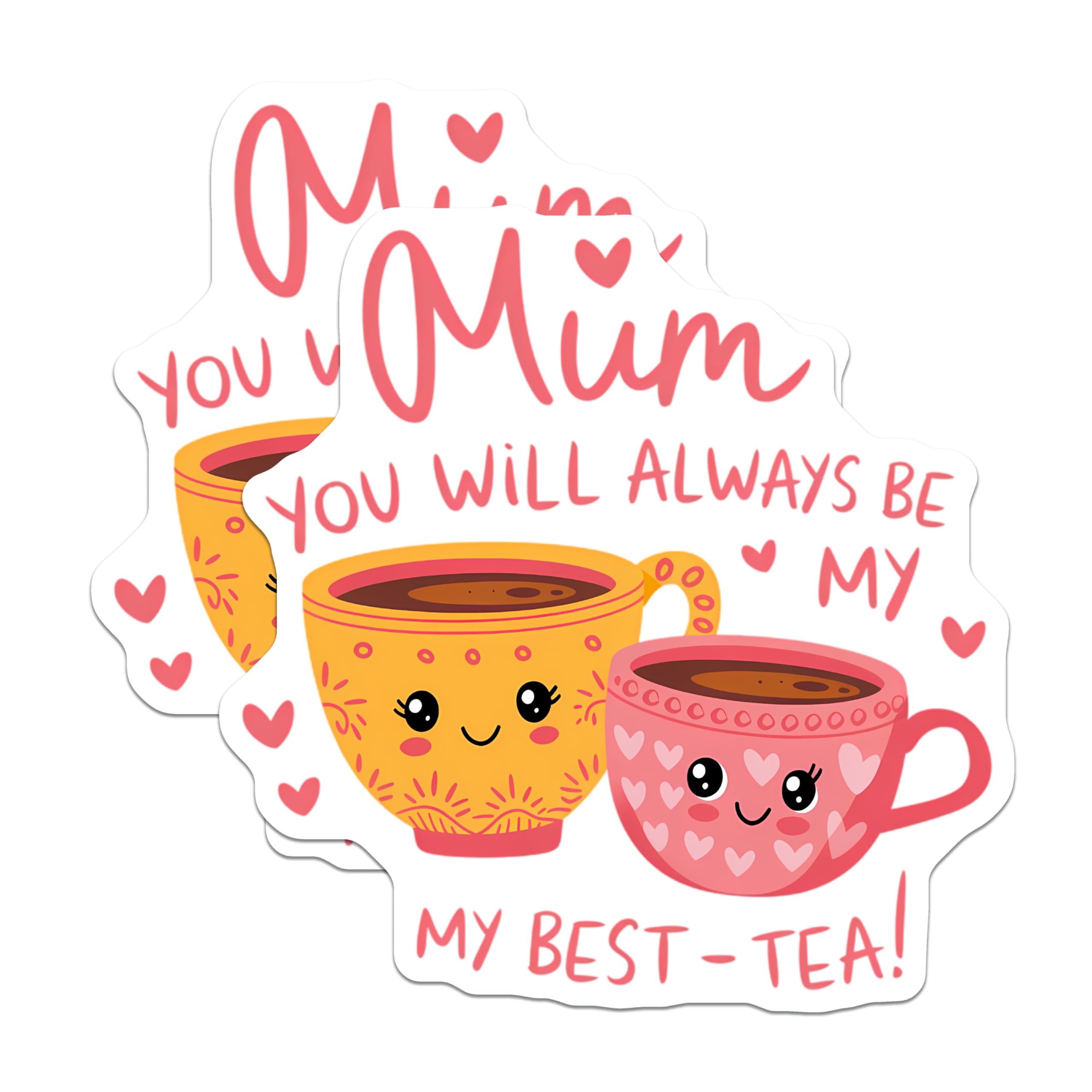 (2 Pack) Mum Best-Tea Magnets - Mother's Day Decor - Cute Teacup Appreciation - 5 Inches On Longest Side - Thick Durable Magnet - Made in USA - MAG21147
