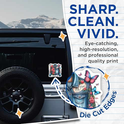 (2 Pack) Fly Free Jean Jacket Stickers - Denim Jacket Decals - 5" On Longest Side - Sticks to Smooth Flat Surfaces - Made in USA - BMCS8878 - BMCS8878