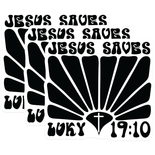 (3 Pack) Jesus Saves Luke 19 10 Decals - Retro Christian Decal - Faith Laptop Decals - 3 Inches On Longest Side - Easy Peel & Apply - Made in USA - 3MCS1861