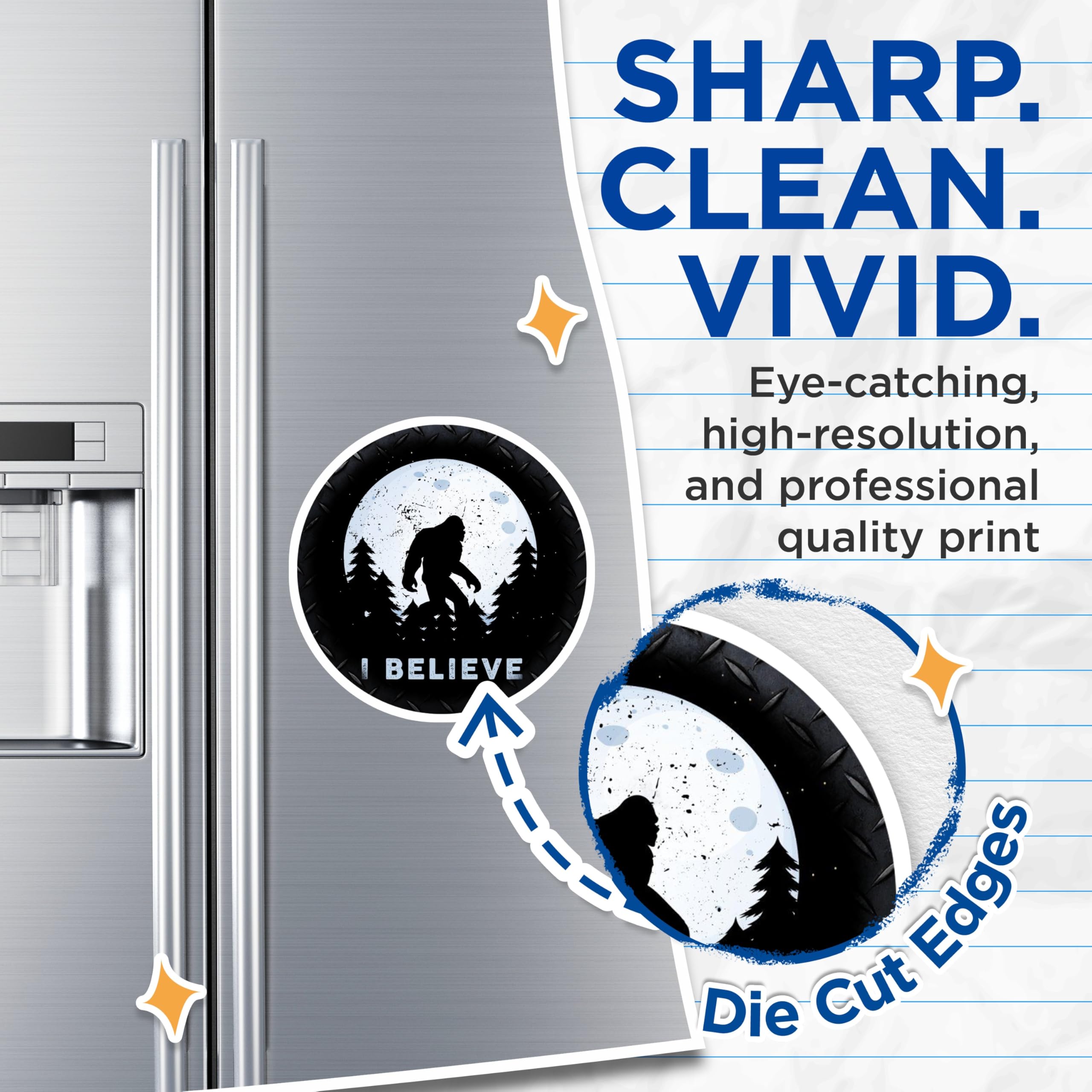 (2 Pack) Bigfoot Magnets - Sasquatch I Believe Statement - Cryptid Refrigerator Locker Magnets - 5 Inches On Longest Side - Thick Durable Magnet - Made in USA - MAG25356