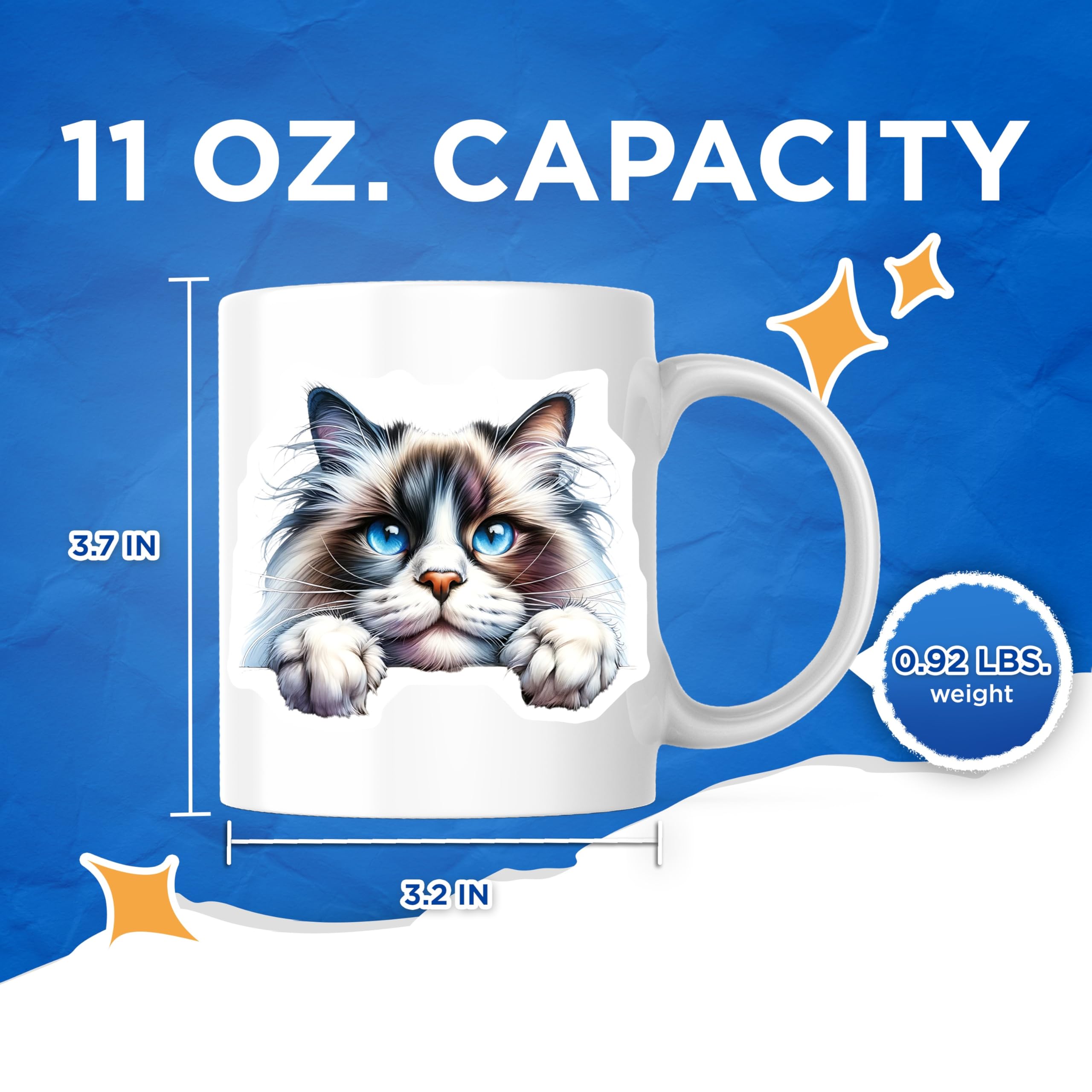 (2 Pack) Ragdoll Cat Magnets - Blue Eyed Kitty - Cute Kitten Refrigerator Magnets - 5" On Longest Side - Premium Magnet - for Cars, Refrigerators, Toolboxes, Lockers - Made in USA - MAG15060
