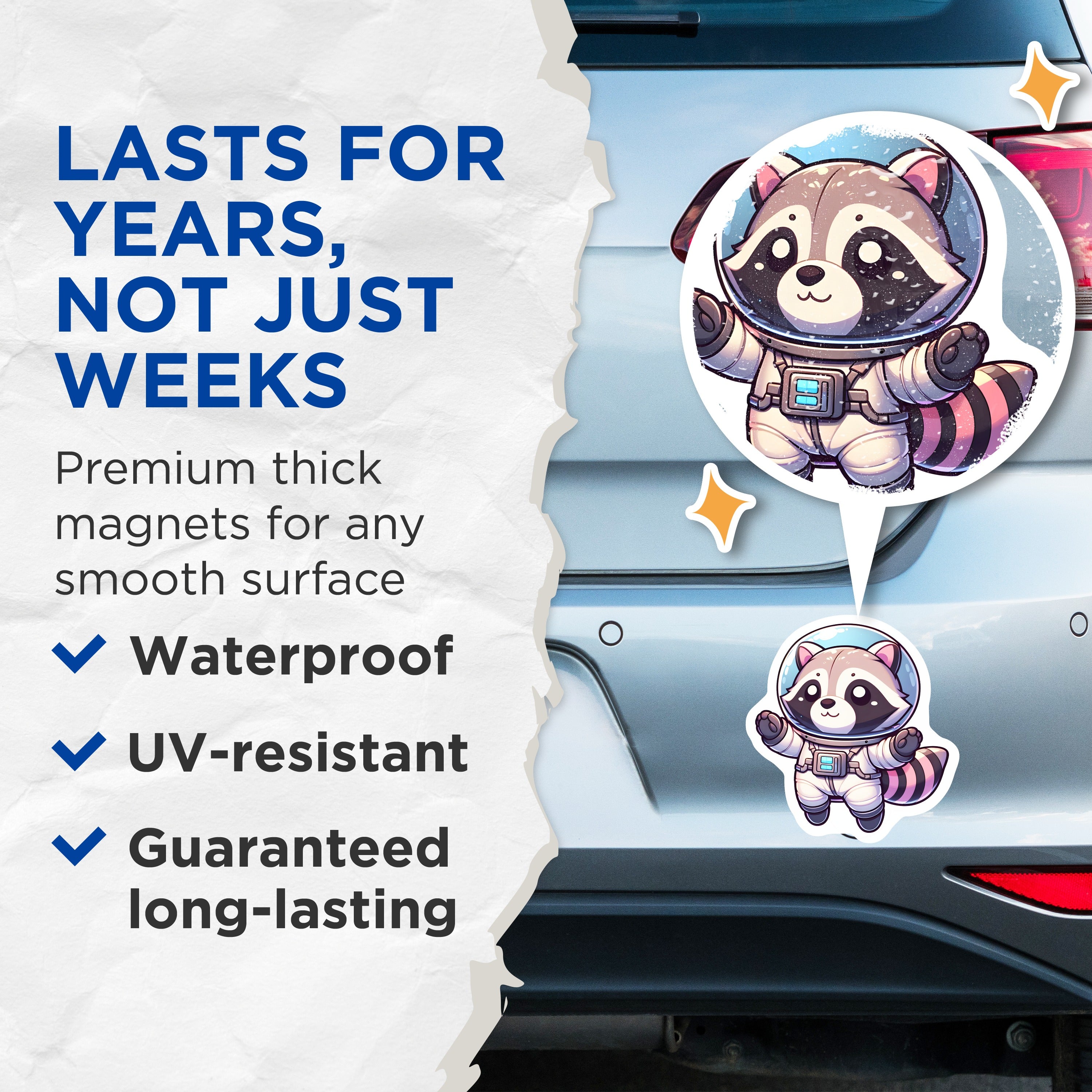 (2 Pack) Raccoon Astronaut Magnets - Cute Animal Fridge Decor - Space Lover Science Gift - Kawaii Locker Accessory - Whimsical Art Piece - 5" - Durable Magnet - Made in USA - MAG37854