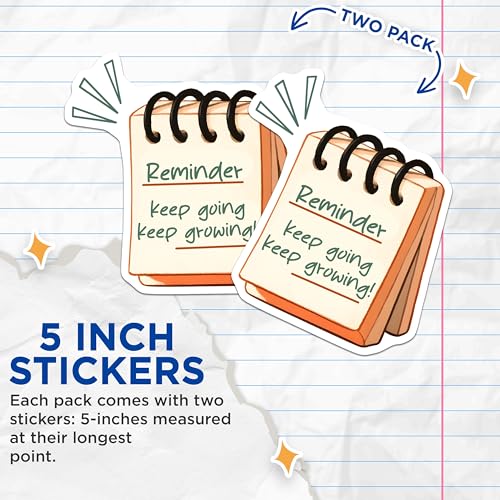(2 Pack) Reminder Stickers - Motivational Decal - Inspirational Growth - 5" On Longest Side - Sticks to Smooth Flat Surfaces - Made in USA - BMCS8329
