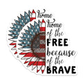 (2 Pack) Patriotic Sunflower Stickers - Home of The Free Stickers - American Flag Decal - Inspirational Quote Stickers - 5" On Longest Side - Sticks to Smooth Flat Surfaces - Made in USA - BMCS5065
