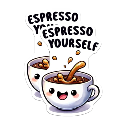 (2 Pack) Espresso Yourself Magnets - Coffee Lover Magnets - Cute Kitchen Decor Magnets - 5" On Longest Side - for Cars, Refrigerators, Toolboxes, Lockers - Made in USA BMCS3286