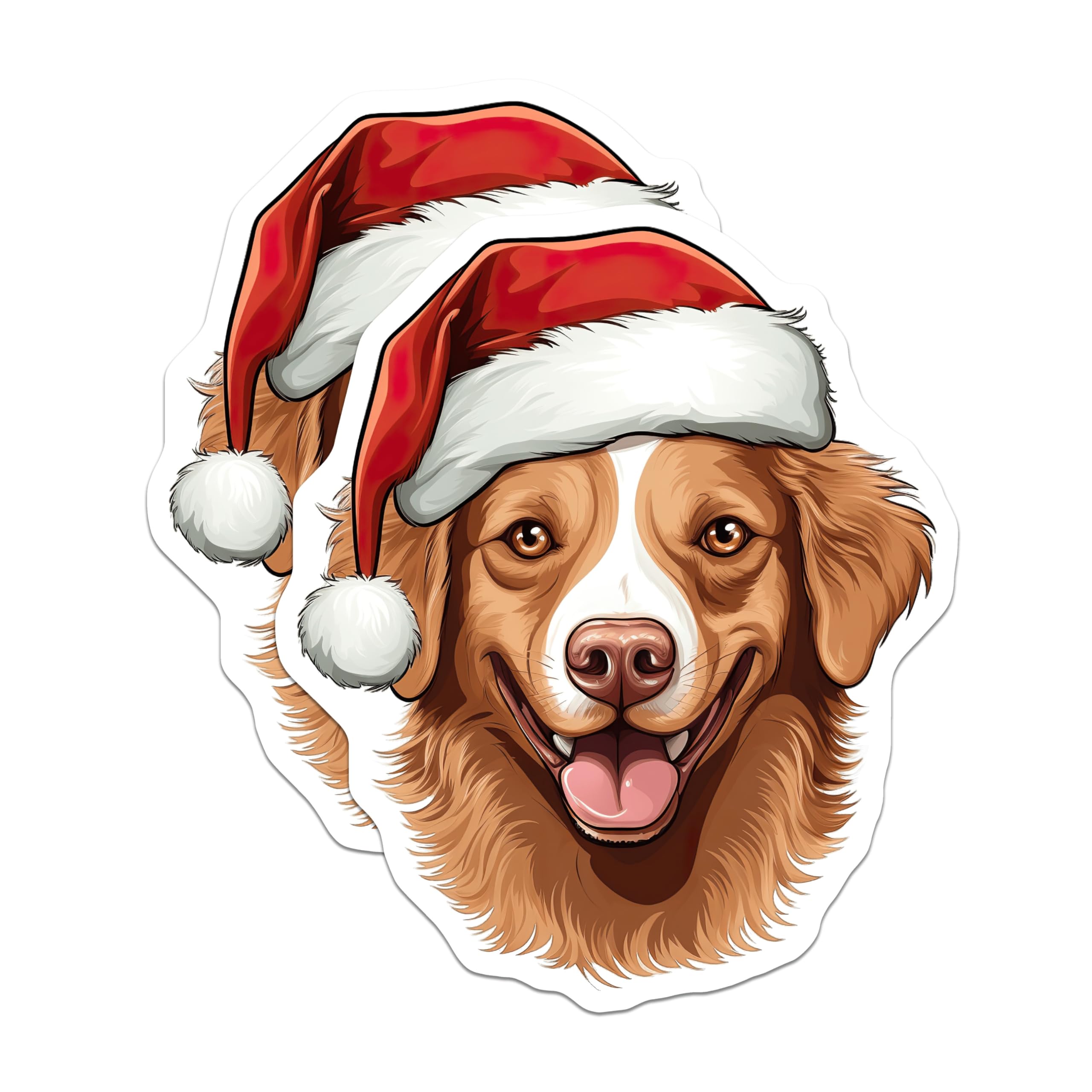 (2 Pack) Santa Dog Magnets - Christmas Pet Lover Decor - Holiday Refrigerator Art - 5 Inches On Longest Side - Thick Durable Magnet - Made in USA - MAG27496