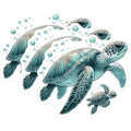 (3 Pack) Sea Turtle Decals - Ocean Turtle Sticker - Laptop Decal - 3 Inches On Longest Side - Easy Peel & Apply - Made in USA - 3MCS0090