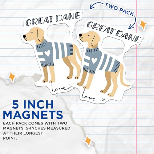 (2 Pack) Great Dane Love Magnets - Dog Art - Cute Puppy Decor - Pet Lover Accessories - Dog Enthusiast Collection - 5" On Longest Side - for Cars, Fridges, Toolboxes - Made in USA - MAG7304