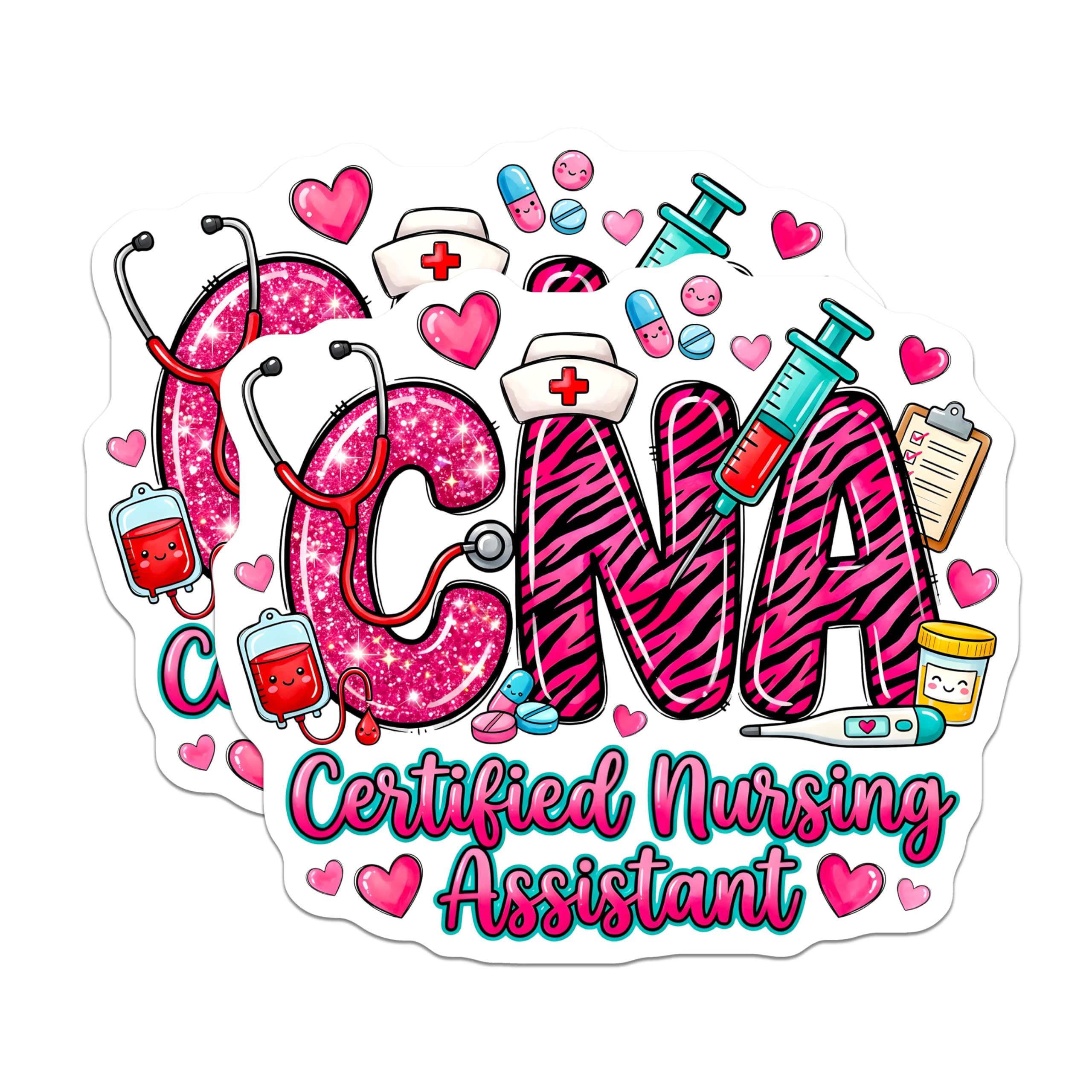 (2 Pack) Certified Nursing Assistant Magnets - CNA Appreciation Decor - Medical Professional Item - Healthcare Worker Fridge - 5 Inches On Longest Side - Thick Durable Magnet - Made in USA - MAG22467