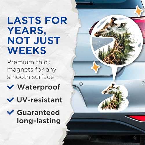 (2 Packs) Giraffe with Wilderness Magnets - Animal Nature Lover Cool Outdoor Magnets - 5 Inches On Longest Side - Premium Magnet - for Fridges, Toolboxes, Cars - Made in USA - MAG2267