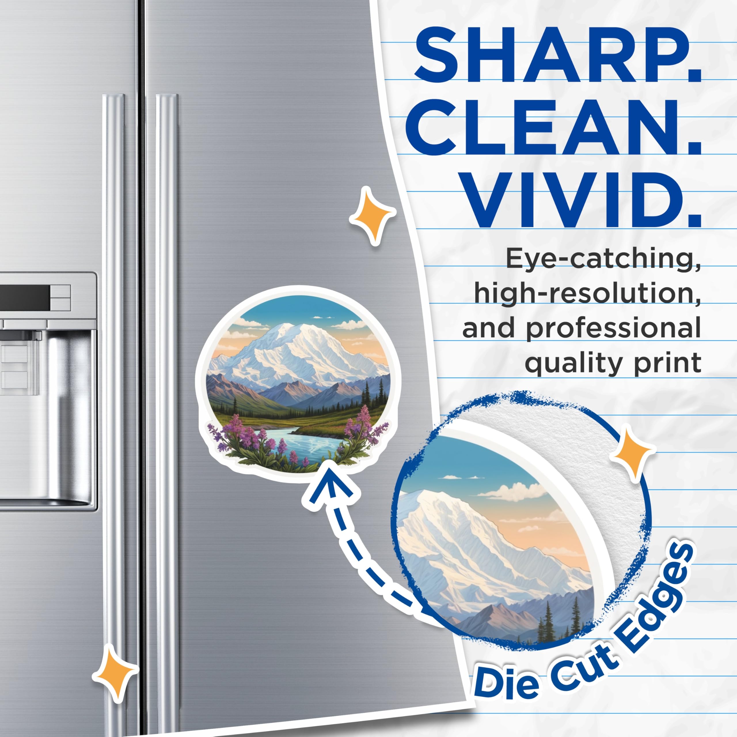 (2 Pack) Mountain View Magnets - Nature Scene Decor - Scenic Fridge Magnets - 5" On Longest Side - Premium Magnet - for Cars, Refrigerators, Toolboxes, Lockers - Made in USA - MAG18170