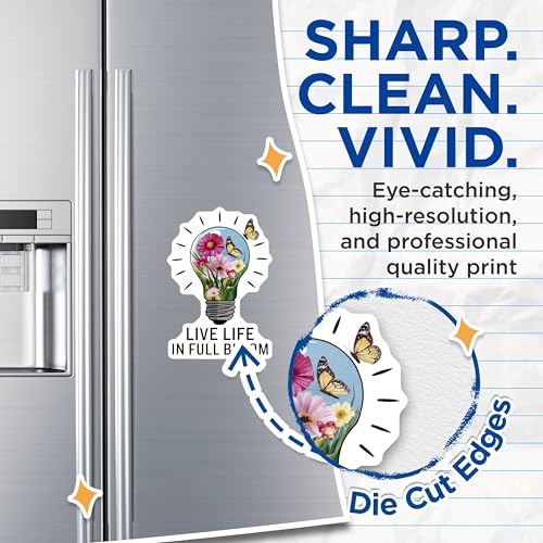 (2 Pack) Live Life in Full Bloom Magnets Magnets - Lightbulb Flower Design - 5" On Longest Side - Made in USA - Sticks to Refrigerators & Metal Surfaces - MAG8945