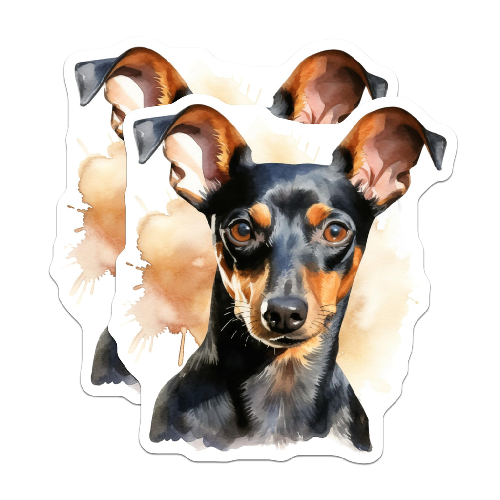 (2 Pack) Miniature Pinscher Magnets - Min Pin Dog Art - Watercolor Pet Lover Decor - 5 Inches On Longest Side - Thick Durable Magnet - Made in USA - MAG30389