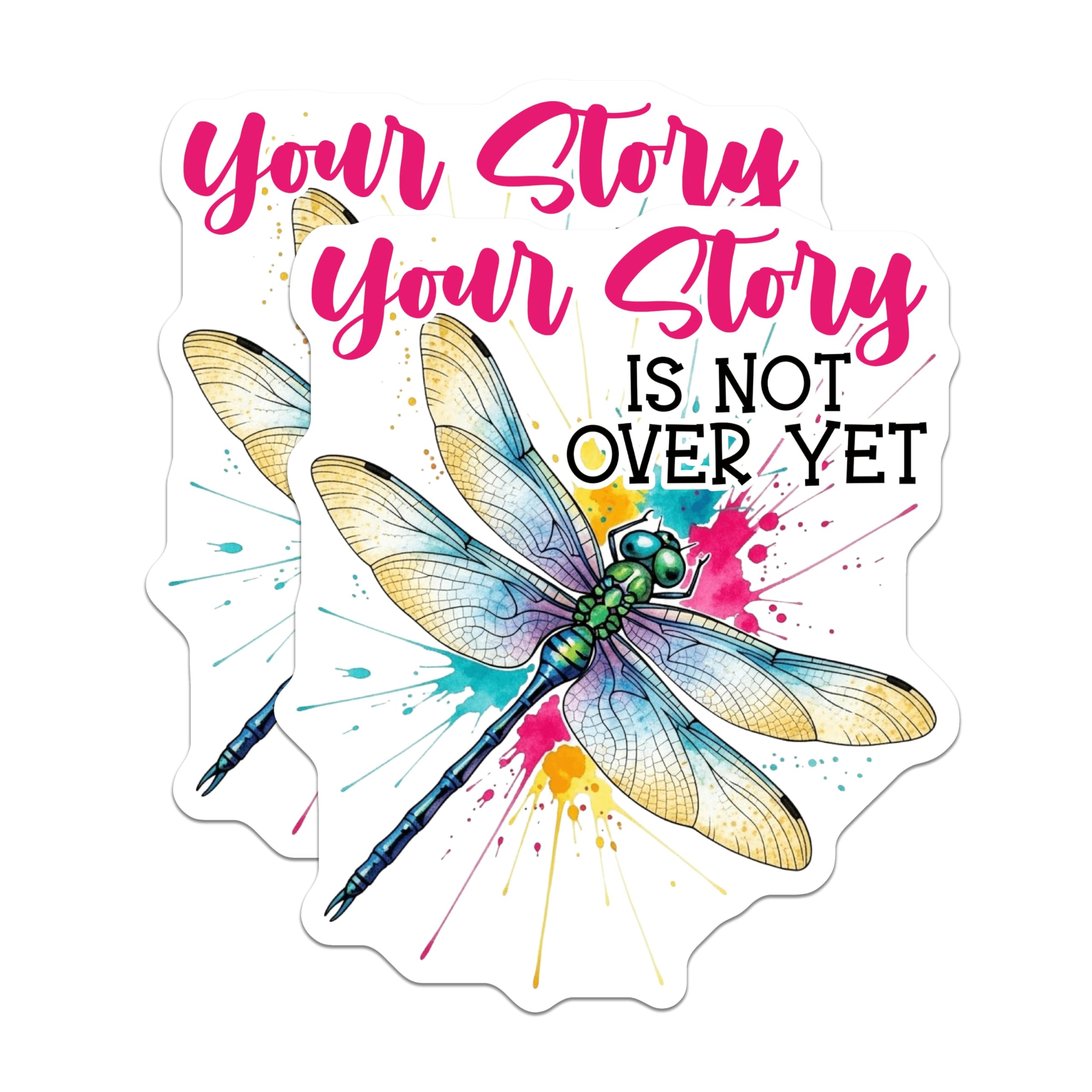 (2 Pack) Dragonfly Magnets - Inspirational Quote Decor - Your Story Not Over - 5" On Longest Side - Premium Magnet - for Cars, Refrigerators, Toolboxes, Lockers - Made in USA - MAG16995