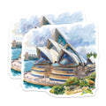 (2 Pack) Sydney Opera House Stickers - Australia Landmark Stickers - Travel Souvenir Stickers - 5" On Longest Side - Sticks to Smooth Flat Surfaces - Made in USA - BMCS5198