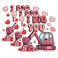 (3 Pack) I Dig You Decals - Excavator Valentines Day - Heart Construction Machine Decal - 3 Inches On Longest Side - Easy Peel & Apply - Made in USA - 3MCS1750