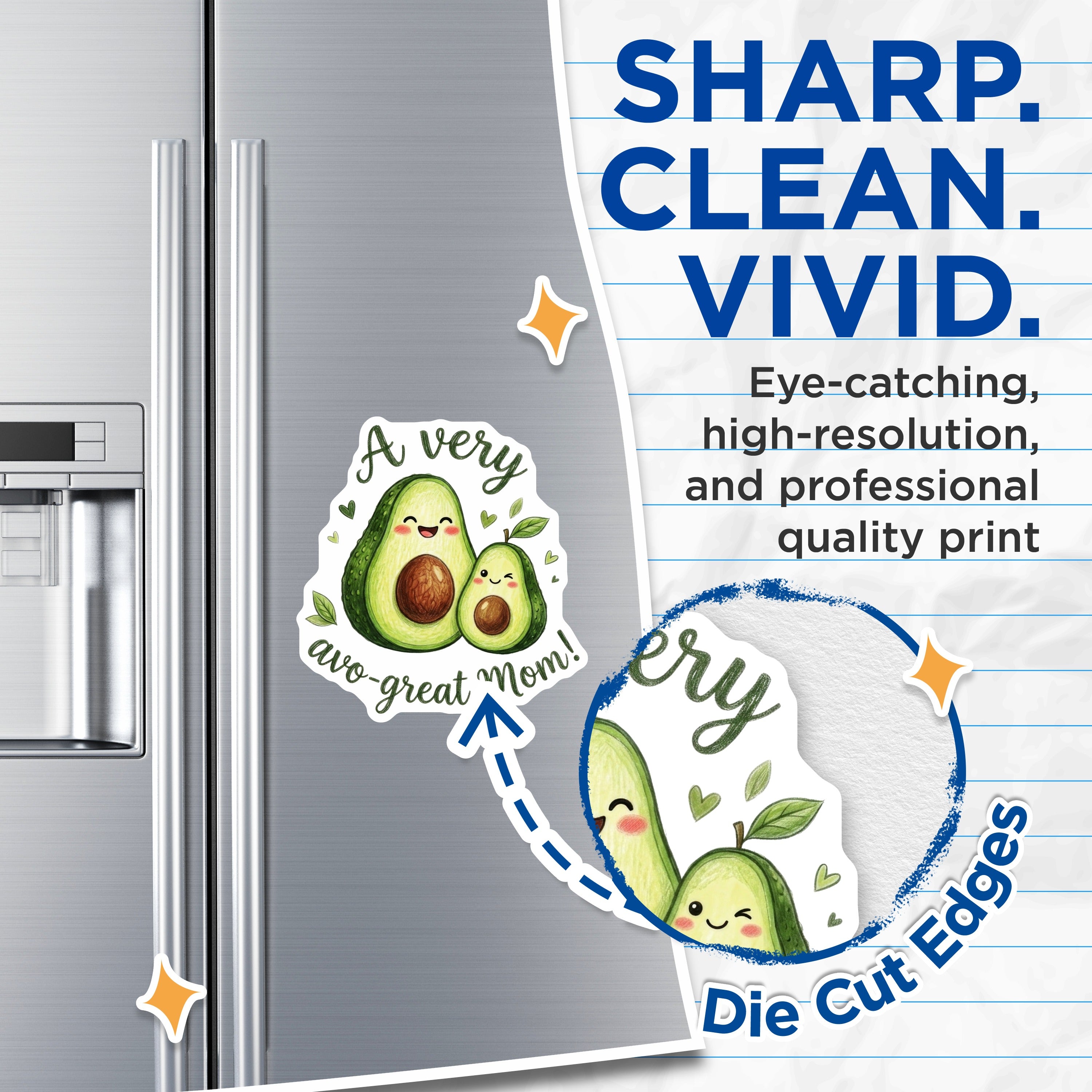 (2 Pack) Avocado Mom Magnets - Cute Mother Appreciation - Funny Food Pun Decor for Moms - 5 Inches On Longest Side - Thick Durable Magnet - Made in USA - MAG39220