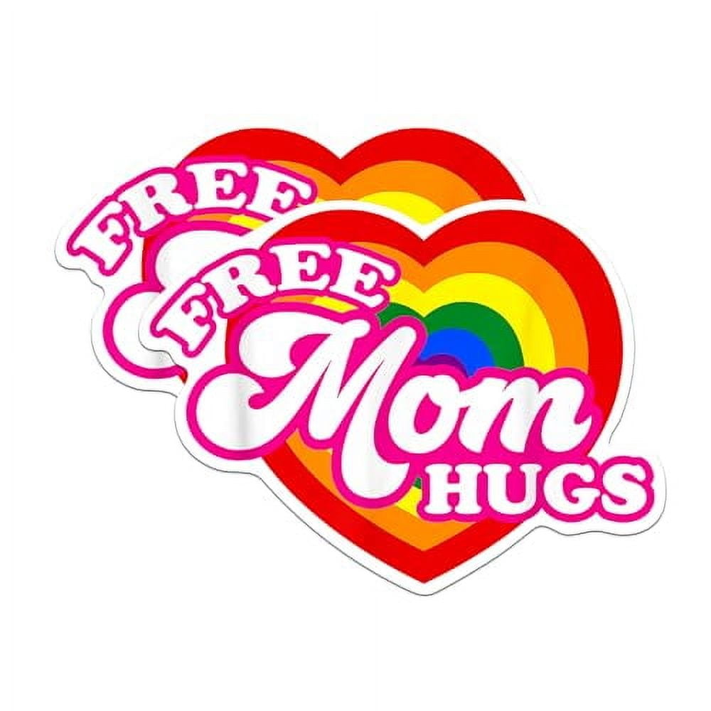 (2 Pack) Free Mom Hugs Gay Pride Magnets - LBGTQ Magnet - Gay Pride Month Magnet - 5" On Longest Side - Premium Magnet - for Cars, Refrigerators, Toolboxes, Lockers - Made in USA - MAG1692