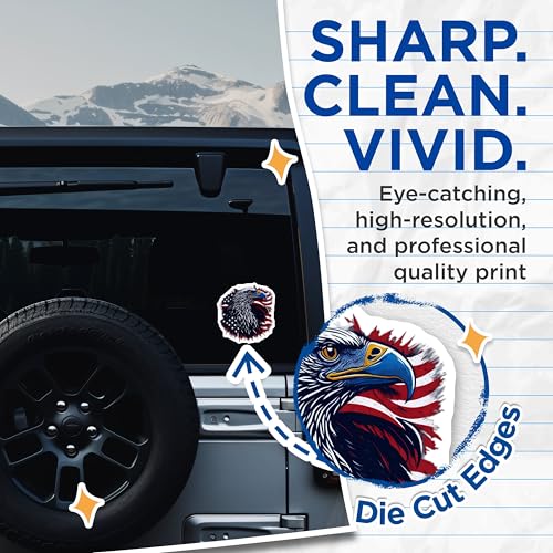 (2 Pack) American Eagle Stickers - Patriotism - USA Flag - Independence Day Decals - 5" On Longest Side - Sticks to Smooth Flat Surfaces - Made in USA - BMCS6764