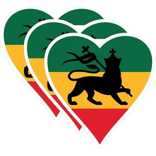 (3 Pack) Ethiopian Lion Decals - Rasta Lion - Reggae Decals - 3 Inches On Longest Side - Easy Peel & Apply - Made in USA - 3MCS4989