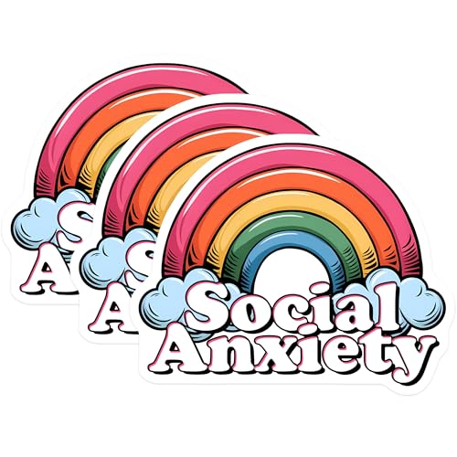 (3 Pack) Social Anxiety Decals - Rainbow Cloud Stickers - Laptop Decal - 3 Inches On Longest Side - Easy Peel & Apply - Made in USA - 3MCS6445