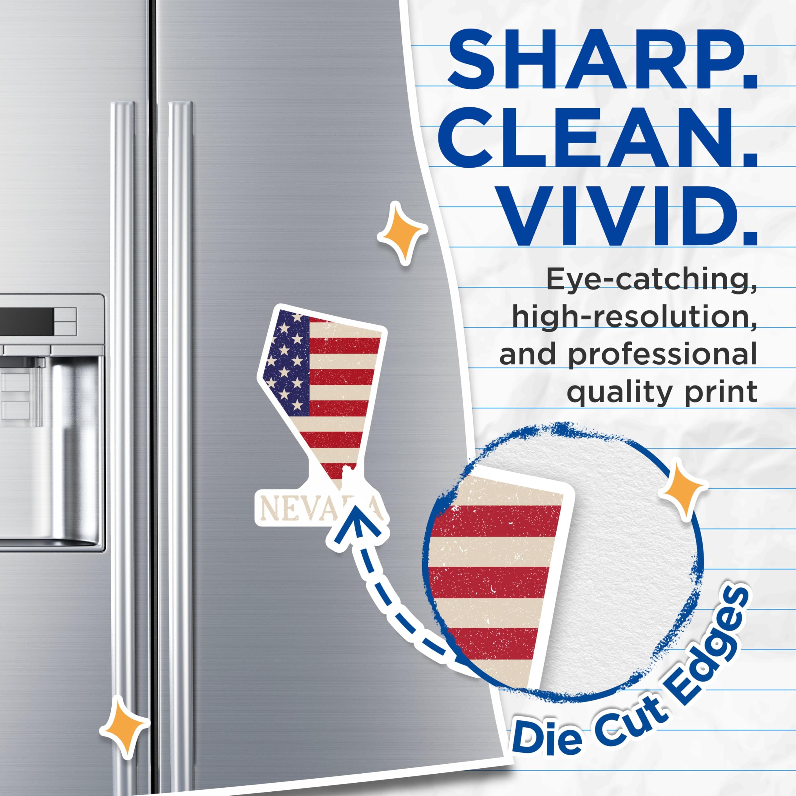 (2 Pack) Nevada State Magnets - American Flag Design - Patriotic USA Souvenir - Nevada Pride Display - Travel Memorabilia - 5 Inches On Longest Side - Thick Durable Magnet - Made in USA - MAG20401