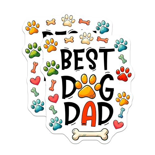 (2 Pack) Best Dog Dad Magnets - Pet Lover Decoration - 5" On Longest Side - for Cars, Fridges, Toolboxes - Made in USA - MAG7485