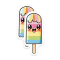 (2 Pack) Kawaii Popsicle Magnets - Rainbow Ice Cream Treat - Cute Fridge Locker Decor - 5 Inches On Longest Side - Thick Durable Magnet - Made in USA - MAG36166