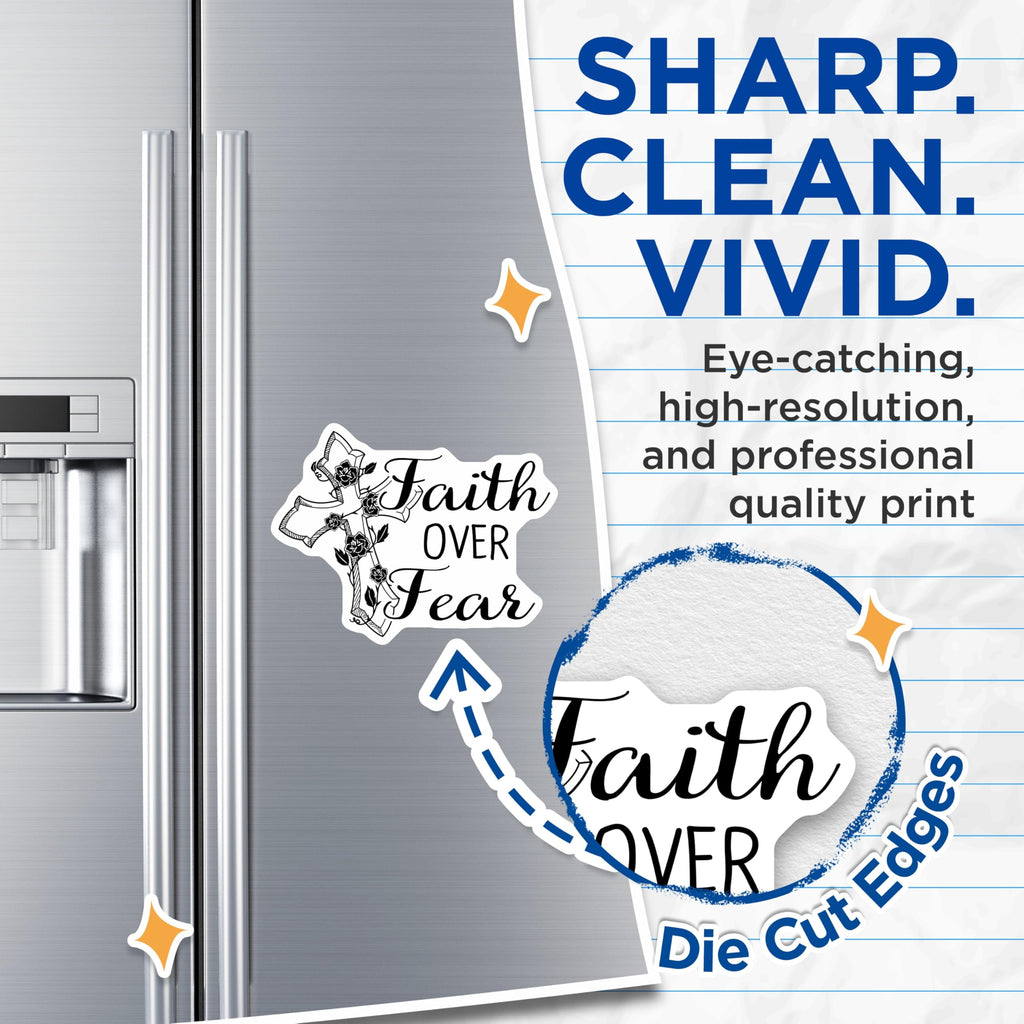 (2 Pack) Faith Over Fear Magnets - Floral Cross - Religious Decoration - 5" On Longest Side - Premium Magnet - for Cars, Refrigerators, Toolboxes, Lockers - Made in USA - MAG16657