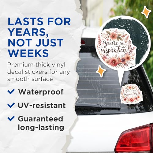 (2 Pack) Inspirational Quote Stickers - Motivational Floral Stickers - Boho Aesthetic Stickers for Notebook Laptop - 5" On Longest Side - Sticks to Smooth Flat Surfaces - Made in USA - BMCS4430