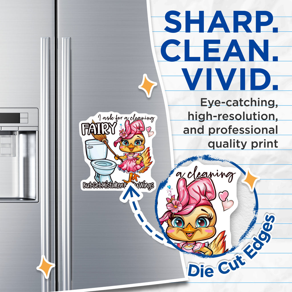 (2 Pack) Funny Cleaning Fairy Magnets - Sarcastic Mom Humor Decor - Refrigerator Appliance Fun - 5 Inches On Longest Side - Thick Durable Magnet - Made in USA - MAG36297