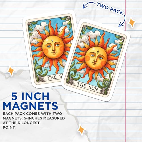 (2 Packs) The Sun Tarot Card Magnets - Tarot Card The Sun Spiritual Magnets - 5 Inches On Longest Side - Premium Magnet - for Fridges, Toolboxes, Cars - Made in USA - MAG2252