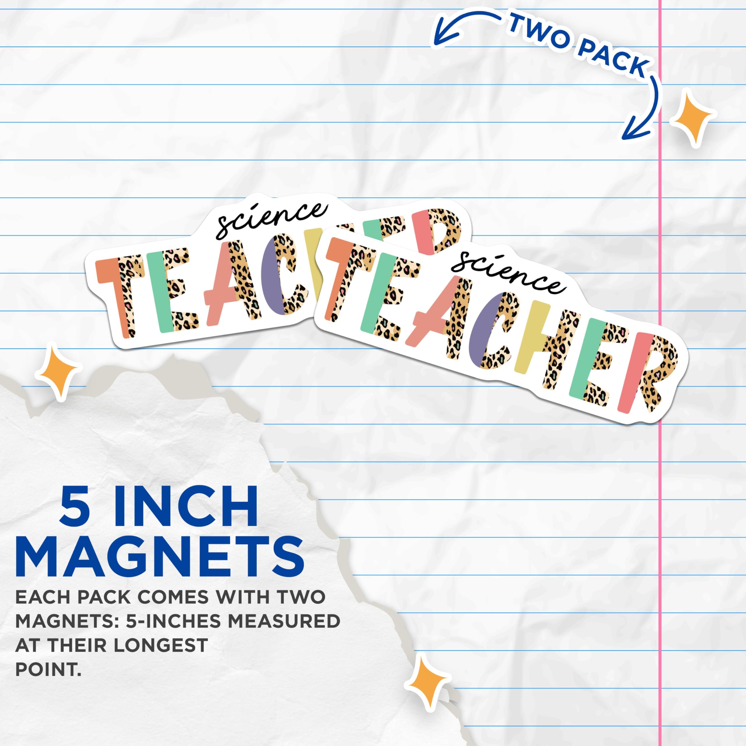 (2 Pack) Science Teacher Magnets - Leopard Print Classroom Decor - Fun Teacher Appreciation - Science Classroom Accessories - 5" On Longest Side - for Cars, Fridges, Toolboxes - Made in USA - MAG7838