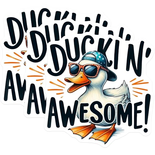 (3 Pack) Duck Decals - Duckin Awesome Stickers - Laptop Water Bottle Decal- 3 Inches On Longest Side - Easy Peel & Apply - Made in USA - 3MCS5098