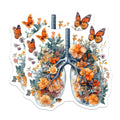 (2 Pack) Anatomical Lungs Magnets - Botanical Butterfly Art - Respiratory Floral Decor - 5 Inches On Longest Side - Thick Durable Magnet - Made in USA - MAG19845